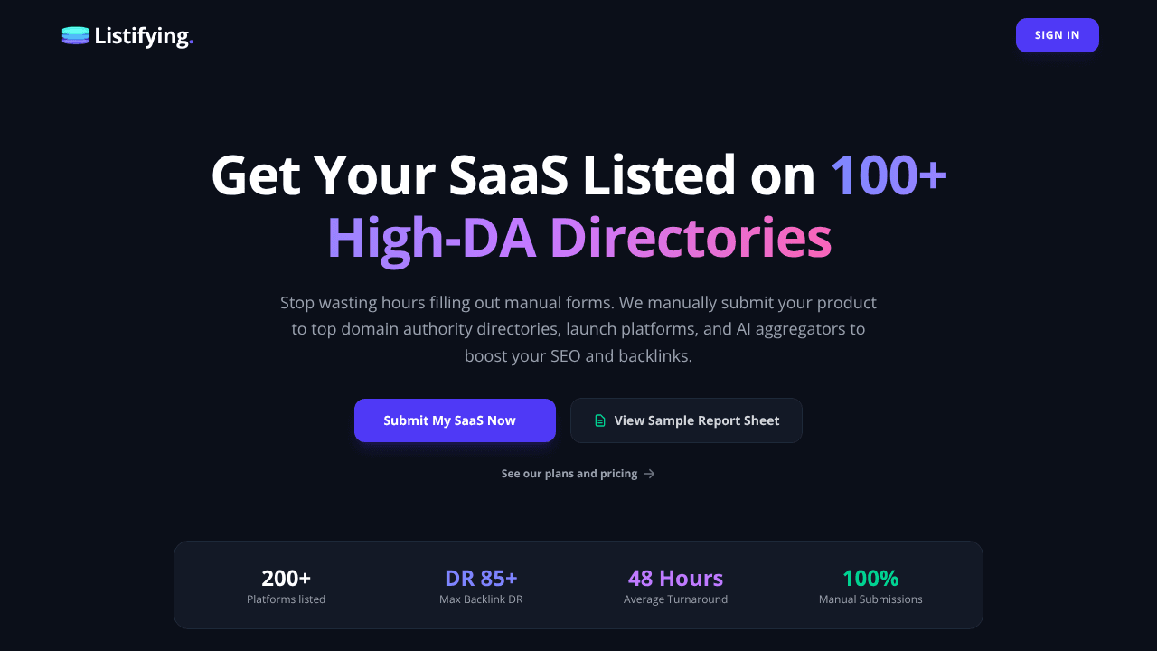 Listifying website screenshot