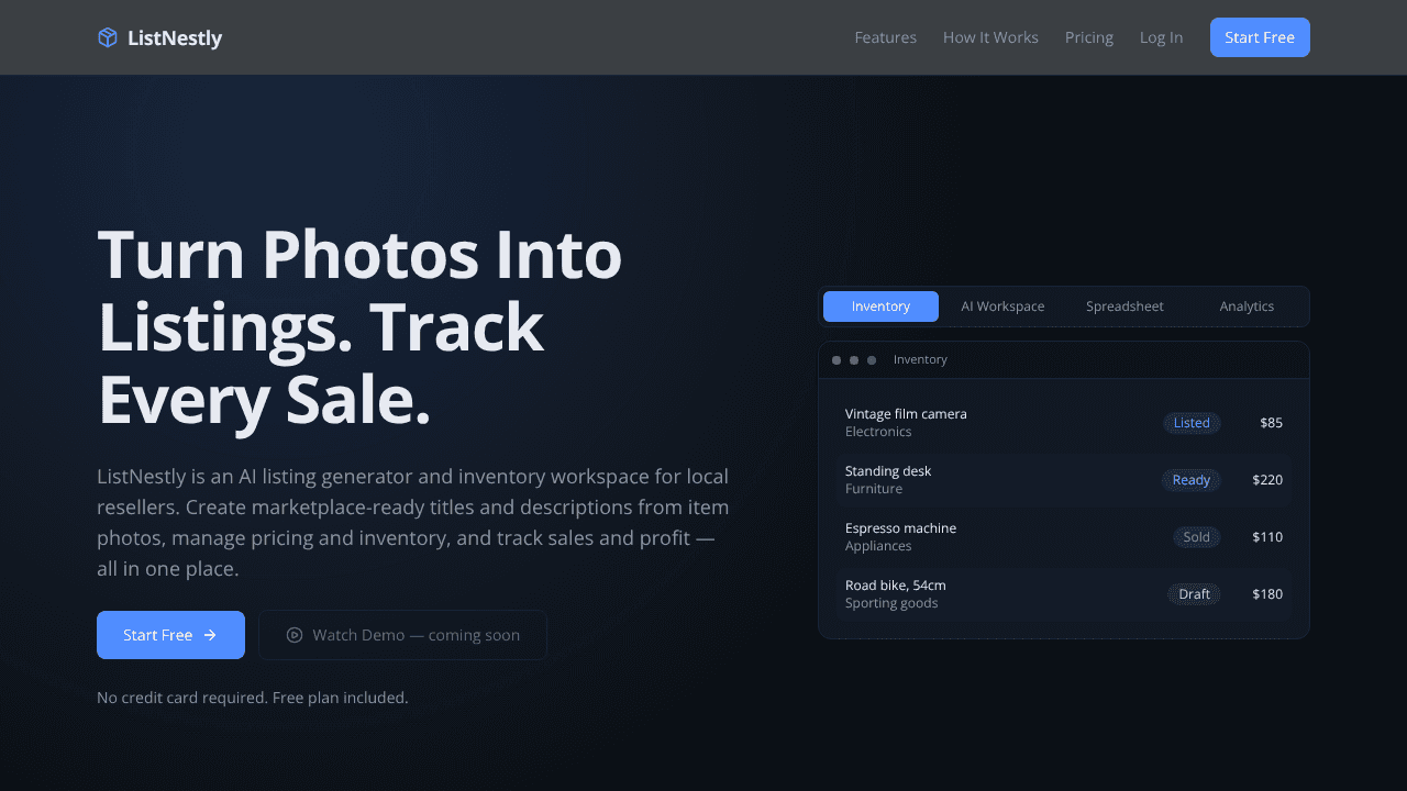 ListNestly website screenshot