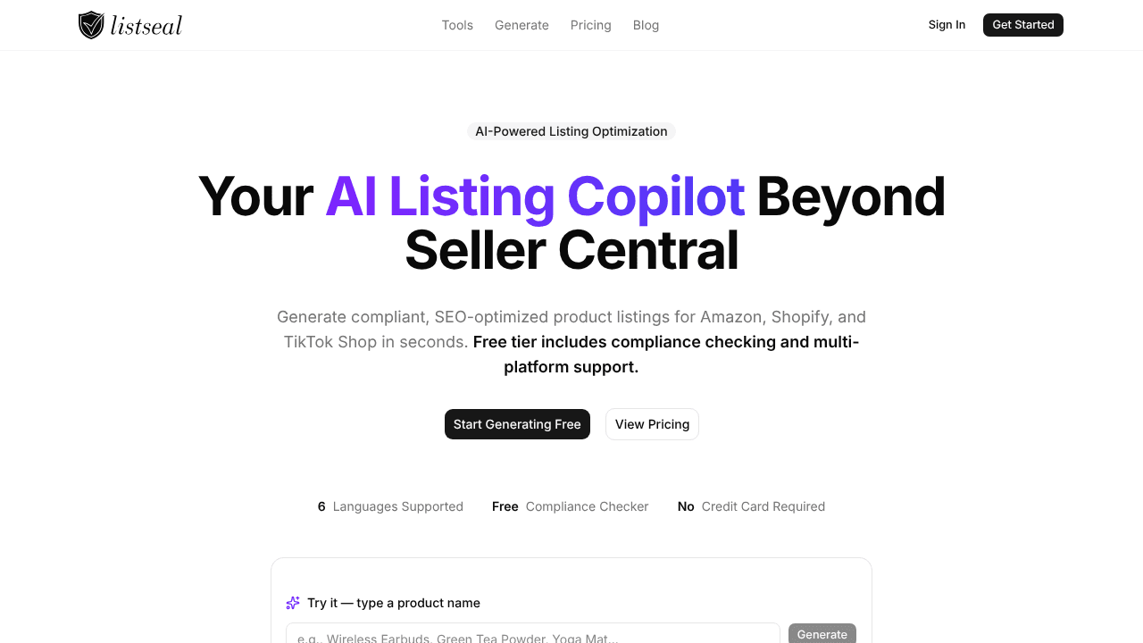 ListSeal website screenshot