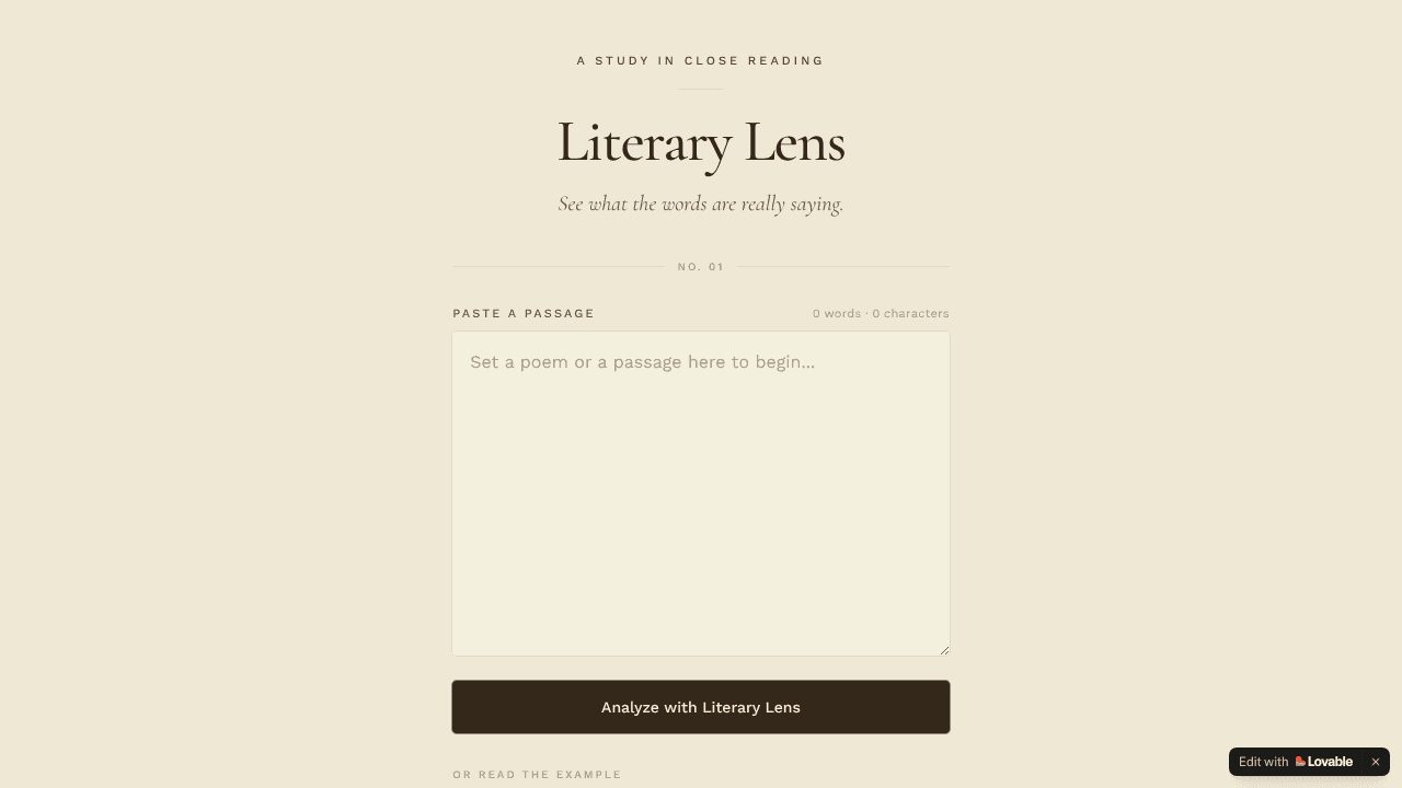 Literary Lens website screenshot