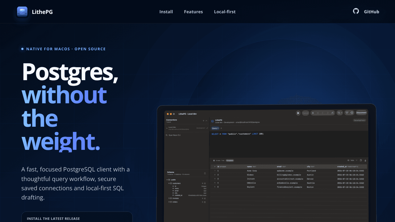 LithePG website screenshot