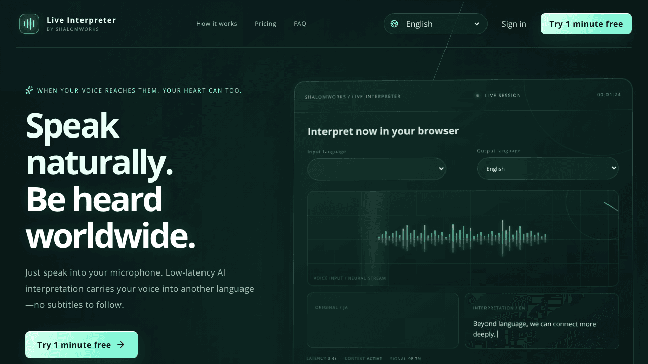 Live Interpreter website screenshot