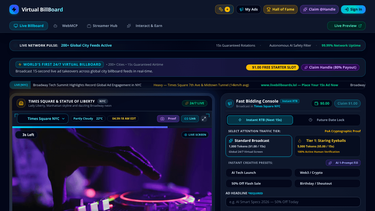 LiveBillboards website screenshot