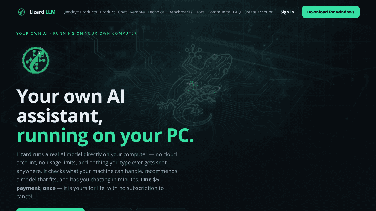 Lizard AI Runtime website screenshot