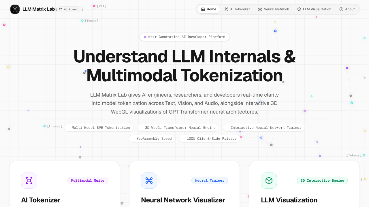 LLM Matrix Lab website screenshot