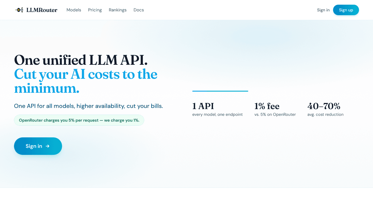 LLMRouter — Cut our token bills by 50% website screenshot