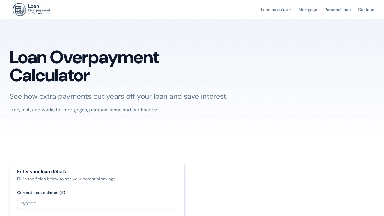  loan over payment calculators website screenshot
