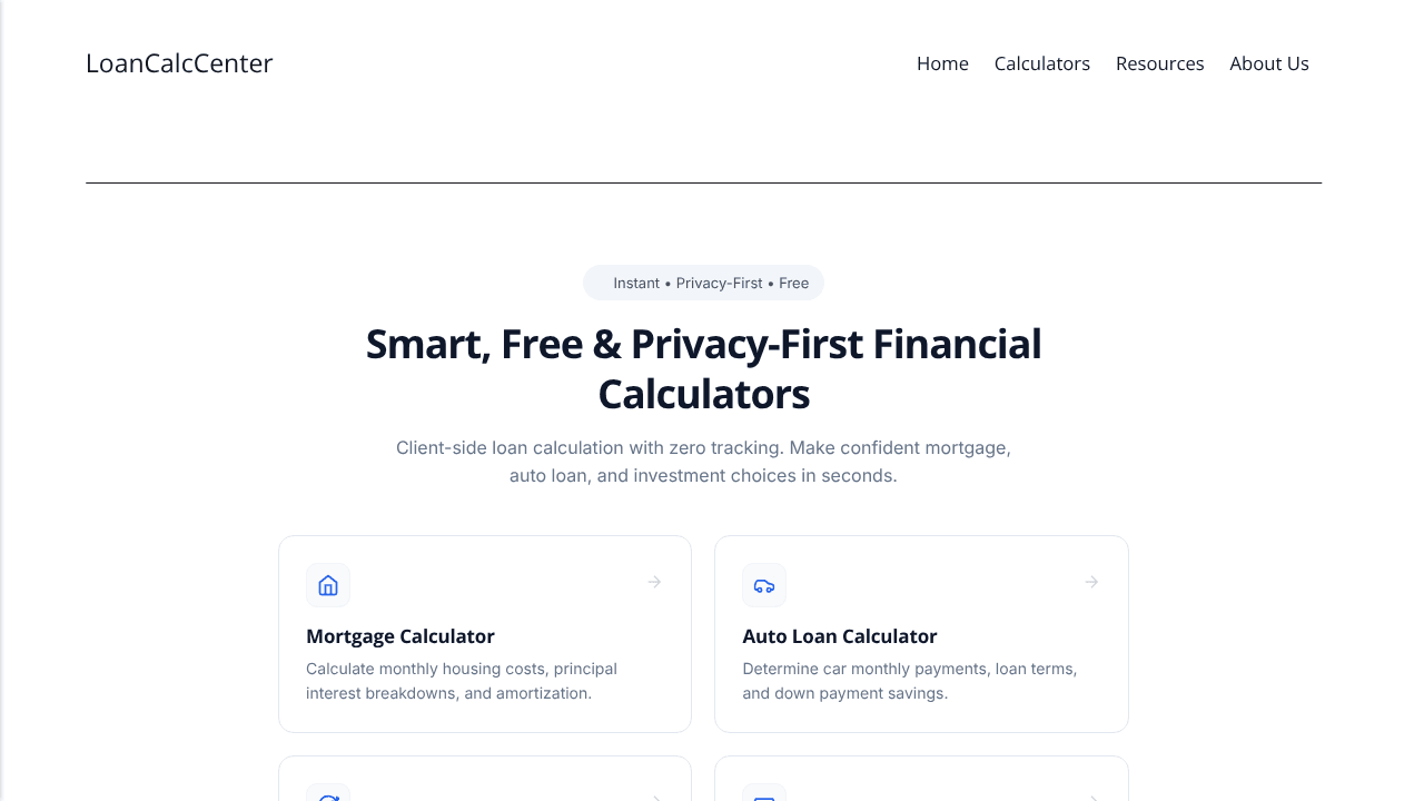 LoanCalcCenter website screenshot