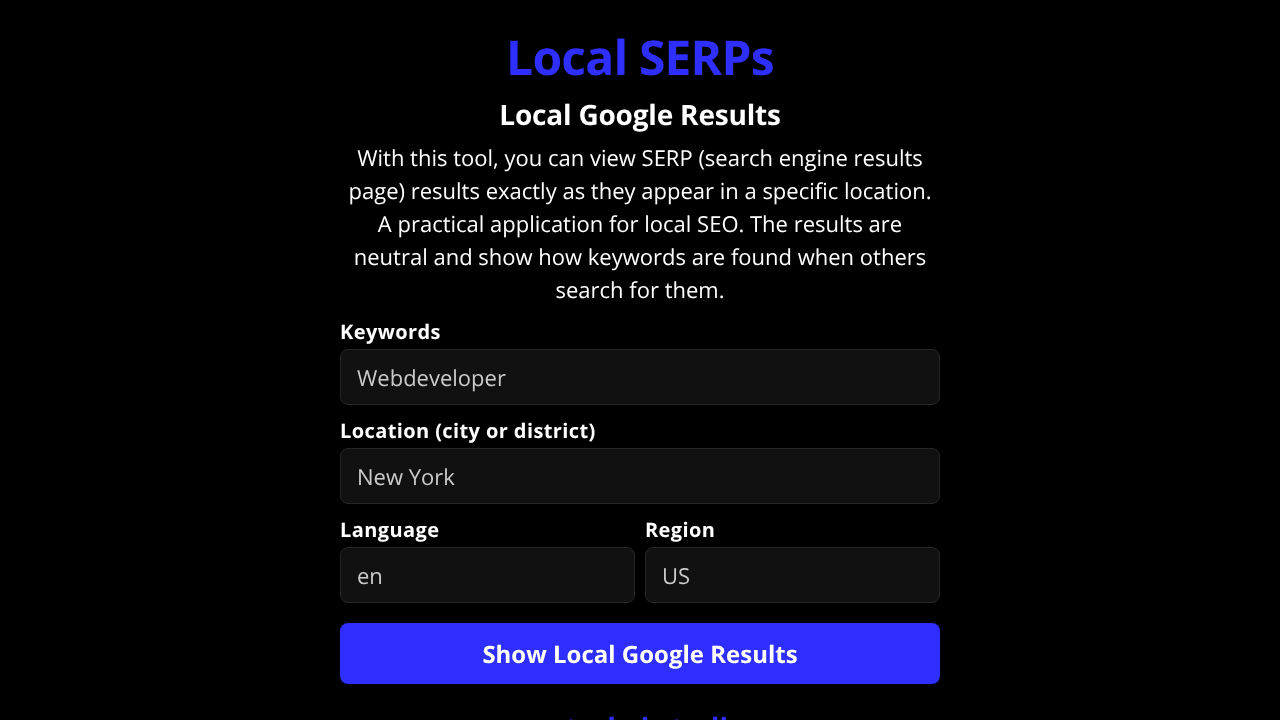 Local SERPs website screenshot