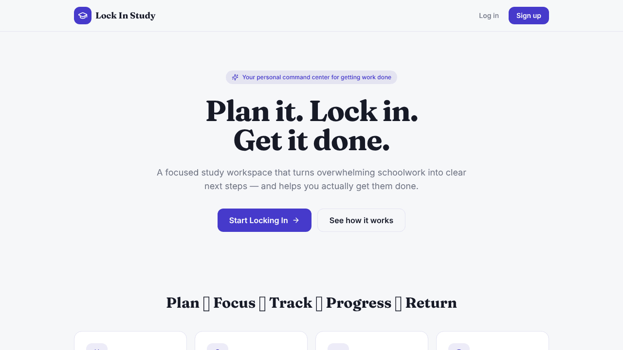 Lock In Study website screenshot