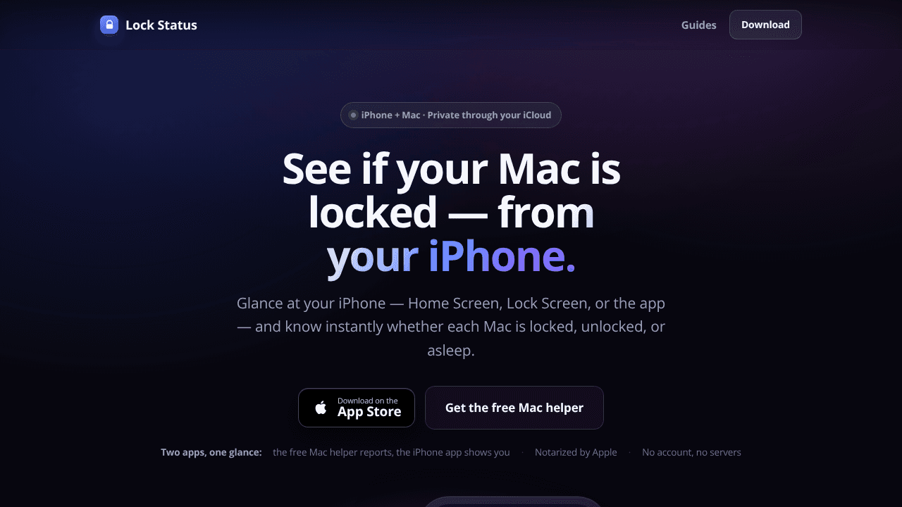 Lock Status for Mac website screenshot