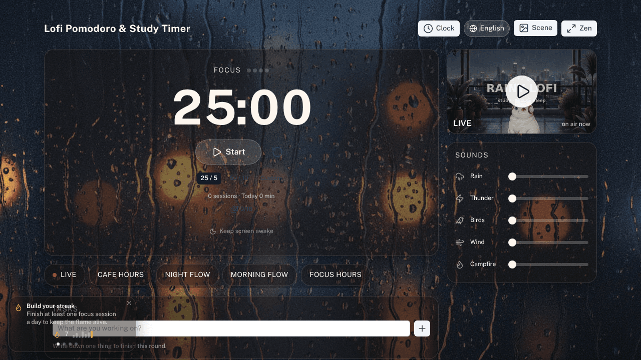 Lofi Timer website screenshot