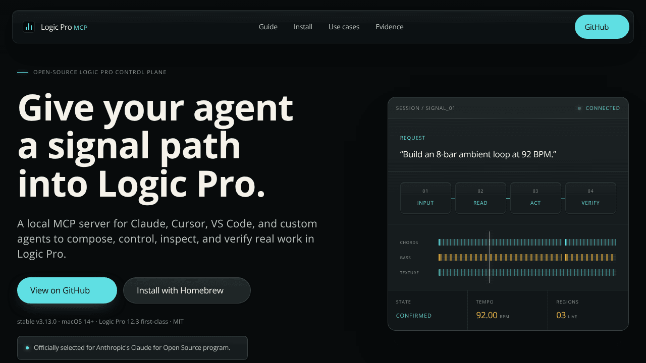 Logic Pro MCP website screenshot