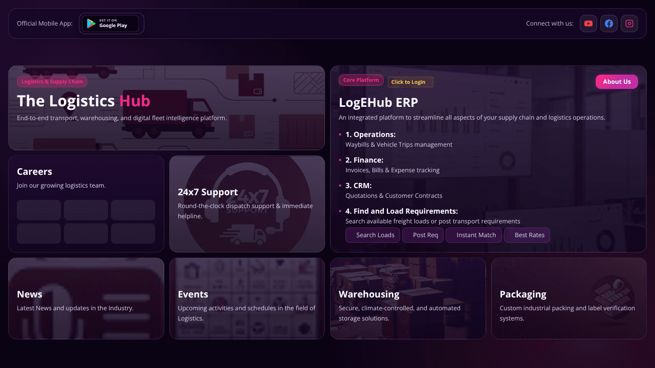 Logistics Hub website screenshot