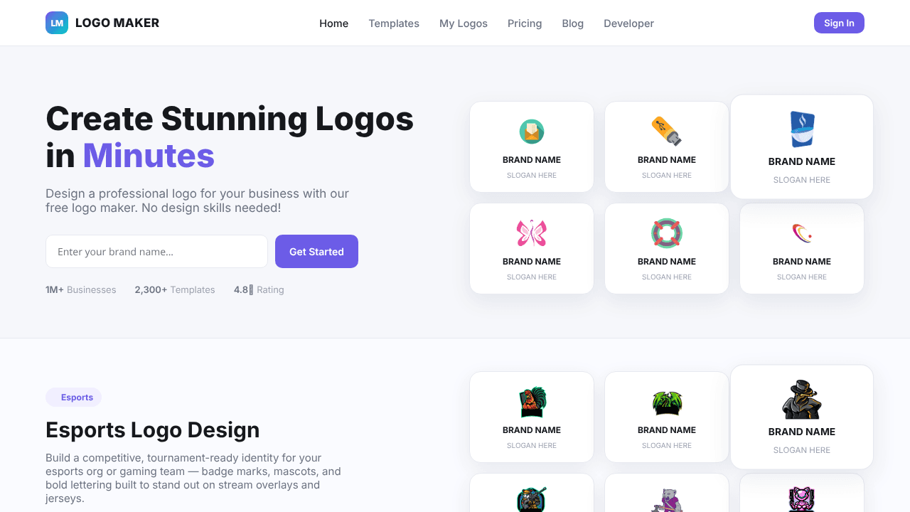 Logo Maker — Create Stunning Logos website screenshot
