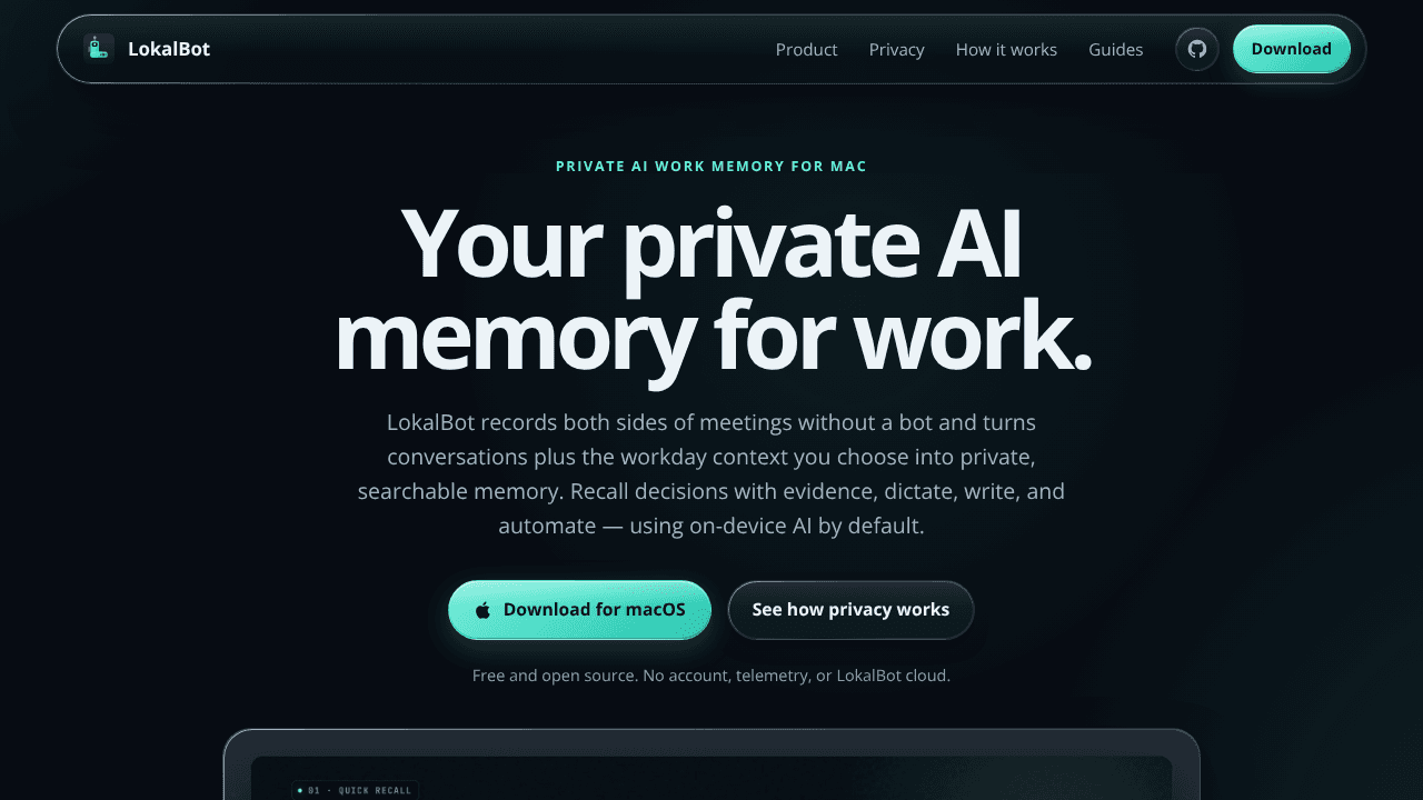 LokalBot website screenshot