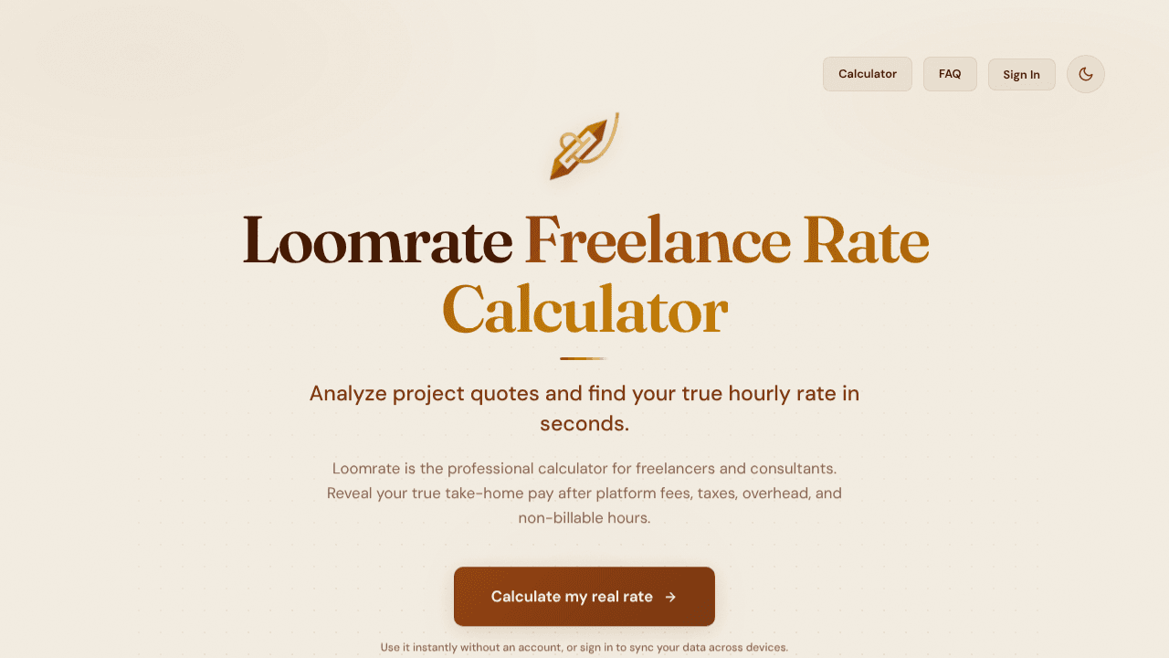 Loomrate website screenshot