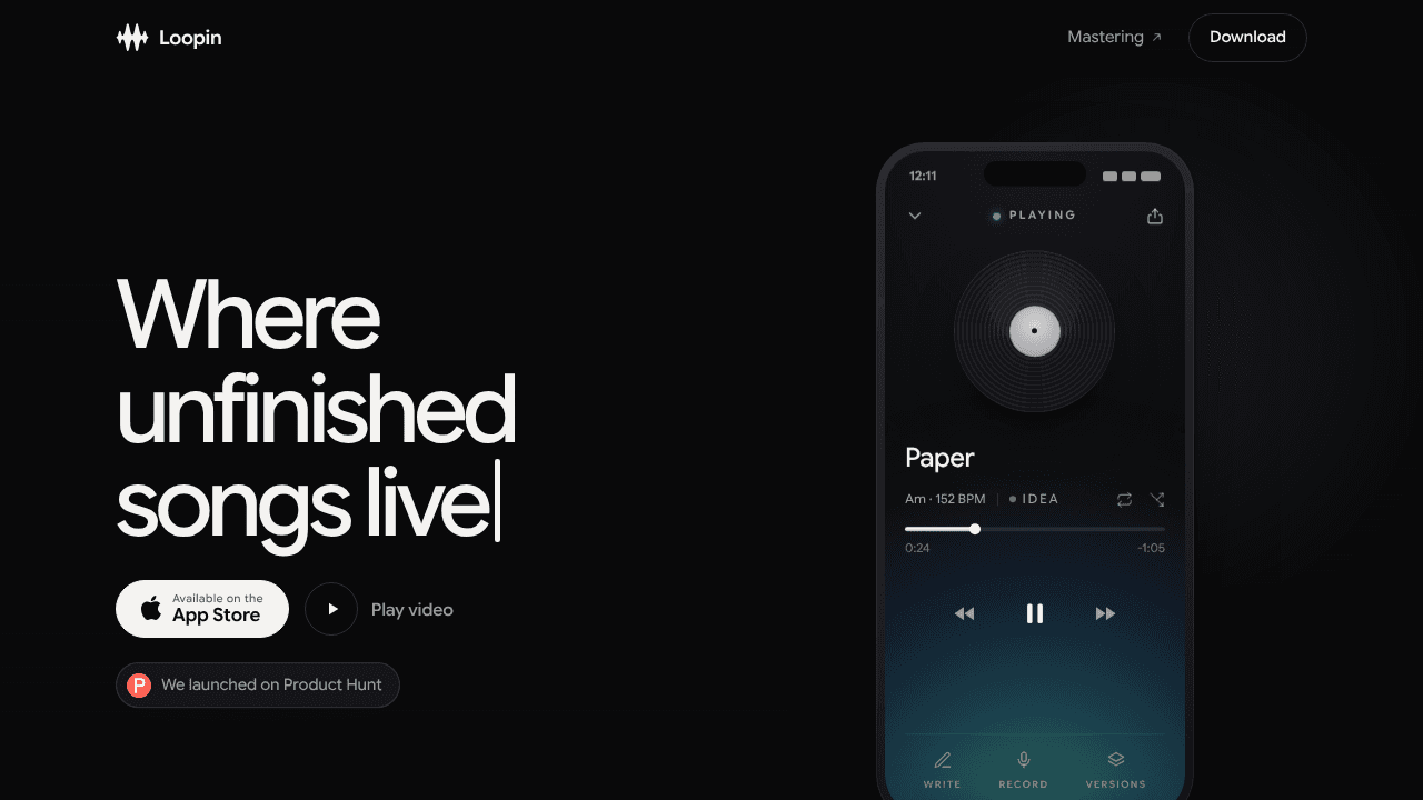 Loopin website screenshot