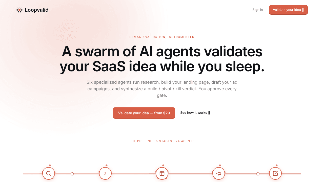 Loopvalid website screenshot