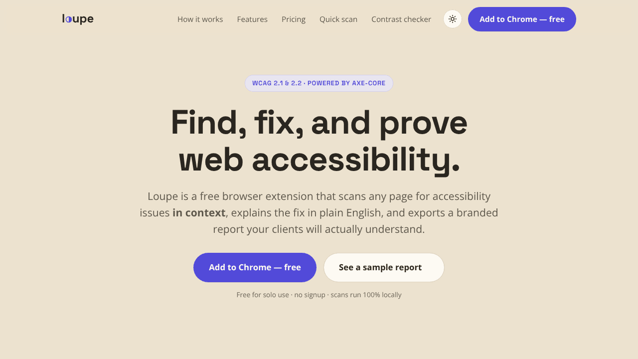 Loupe website screenshot