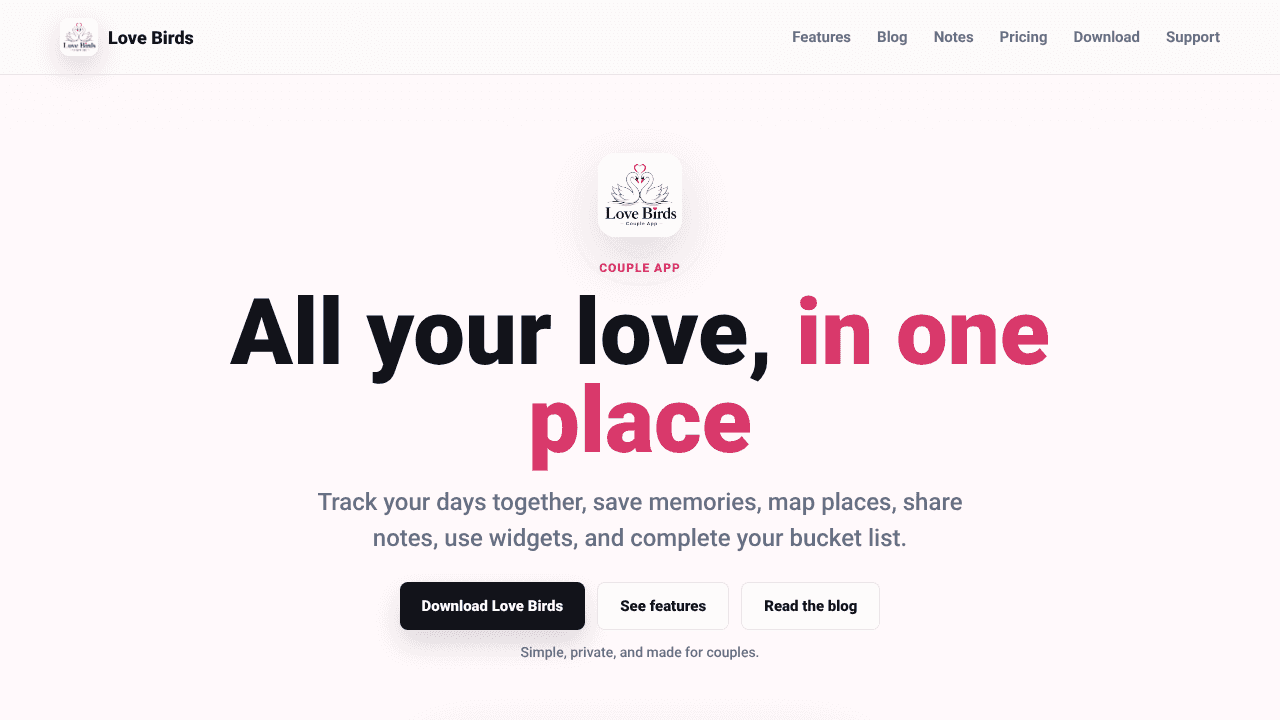 Love Birds website screenshot