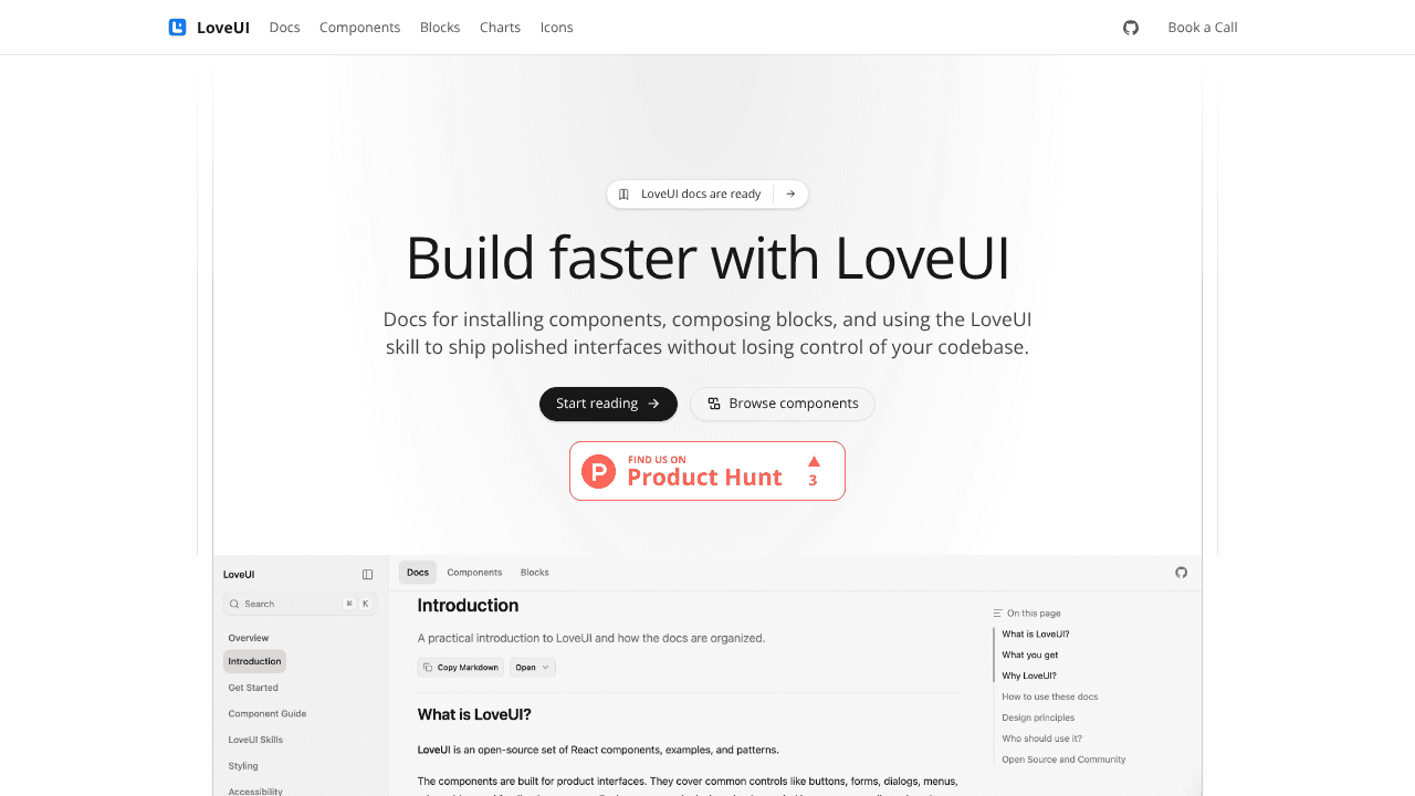 LoveUI website screenshot