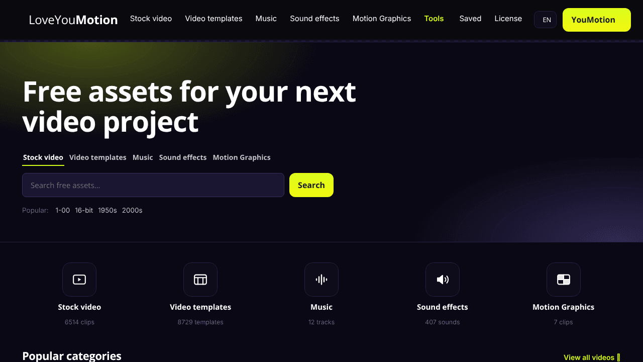 LoveYouMotion website screenshot
