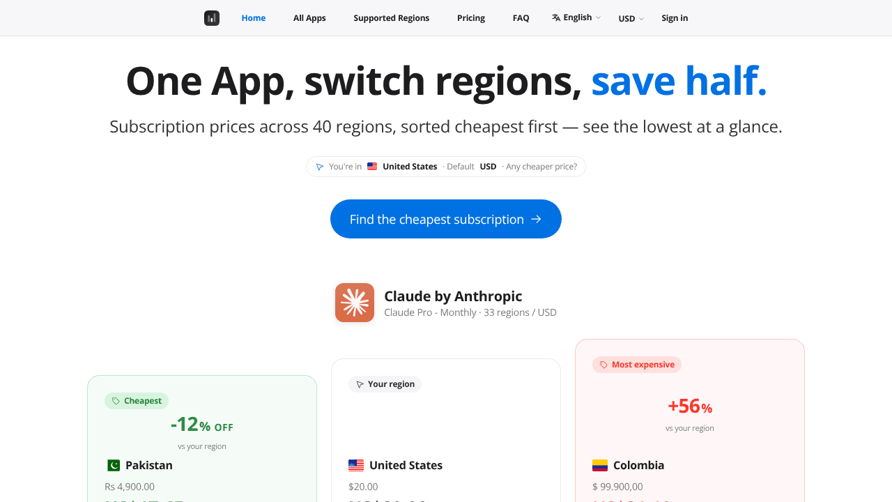 Lowest App Price website screenshot