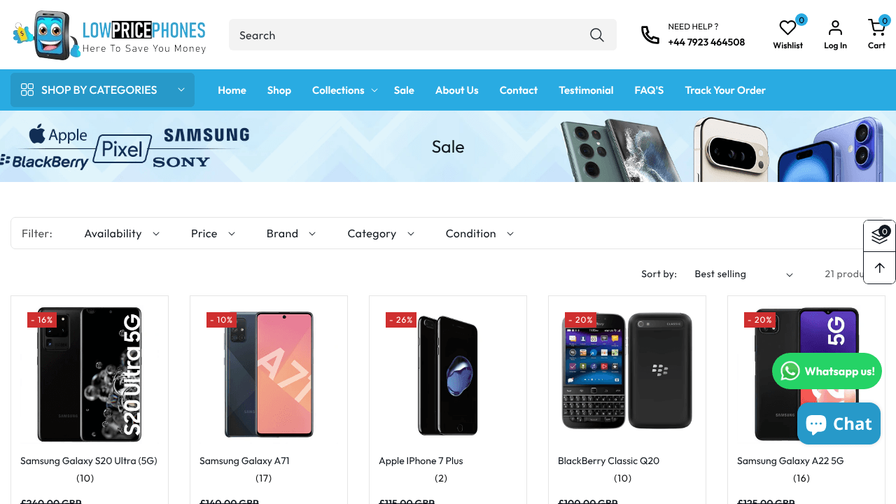 LowPricePhones website screenshot