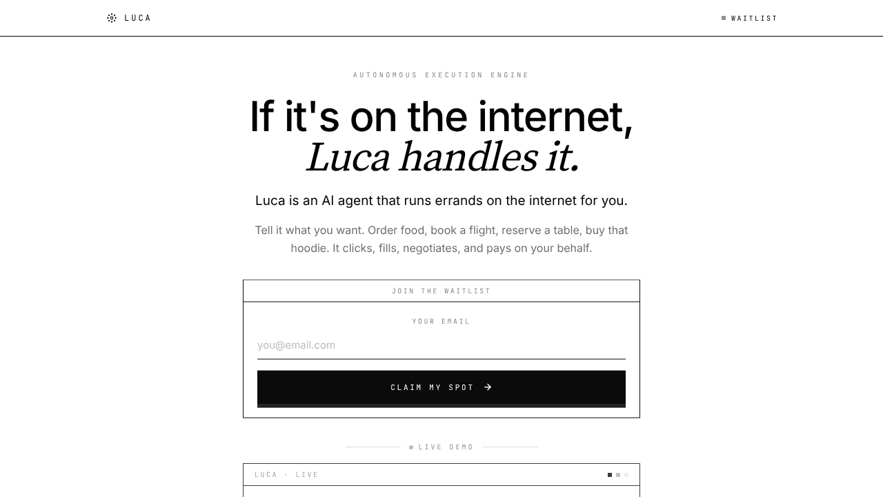 Luca website screenshot