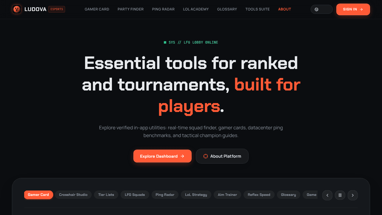 Ludova Esports Platform website screenshot