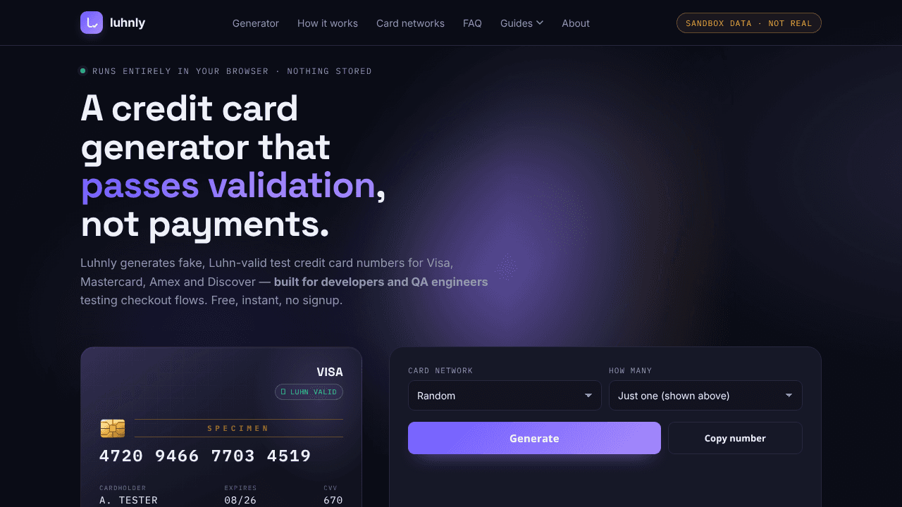 Luhnly website screenshot