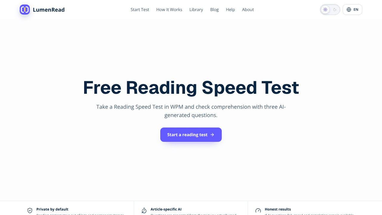 LumenRead website screenshot