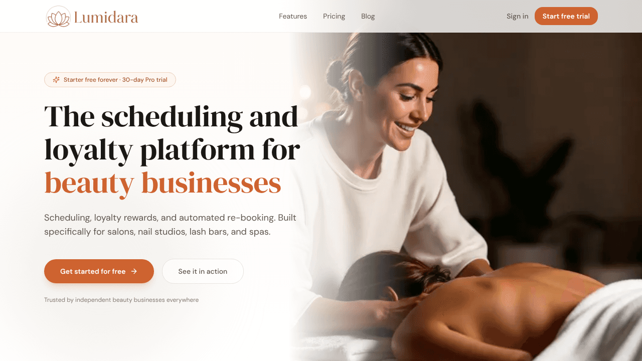 Lumidara website screenshot