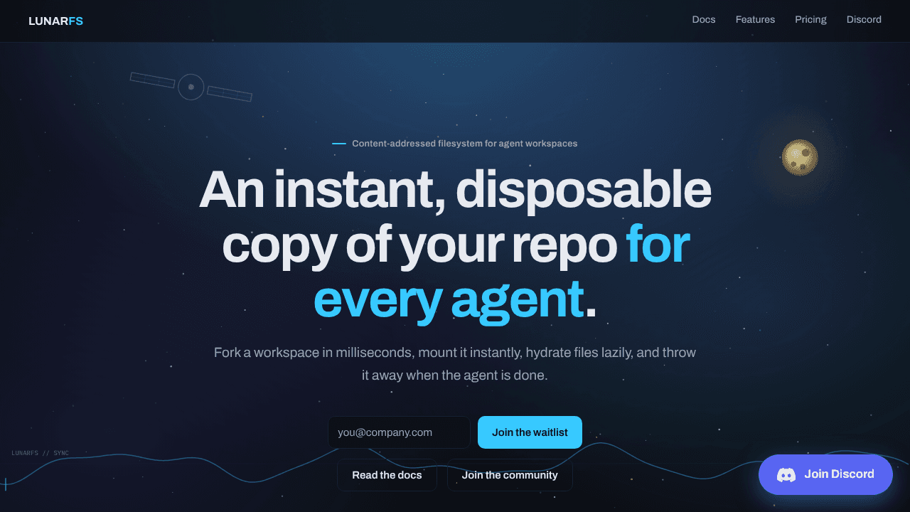 LunarFS website screenshot