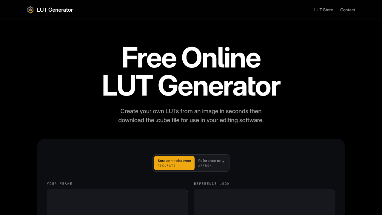 LUT Generator website screenshot