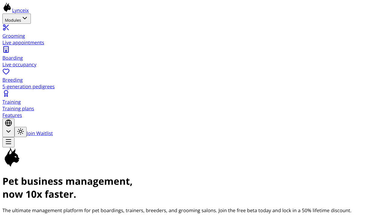 Lynceix website screenshot