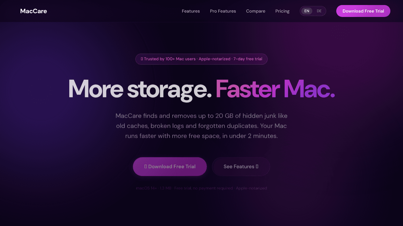 MacCare website screenshot