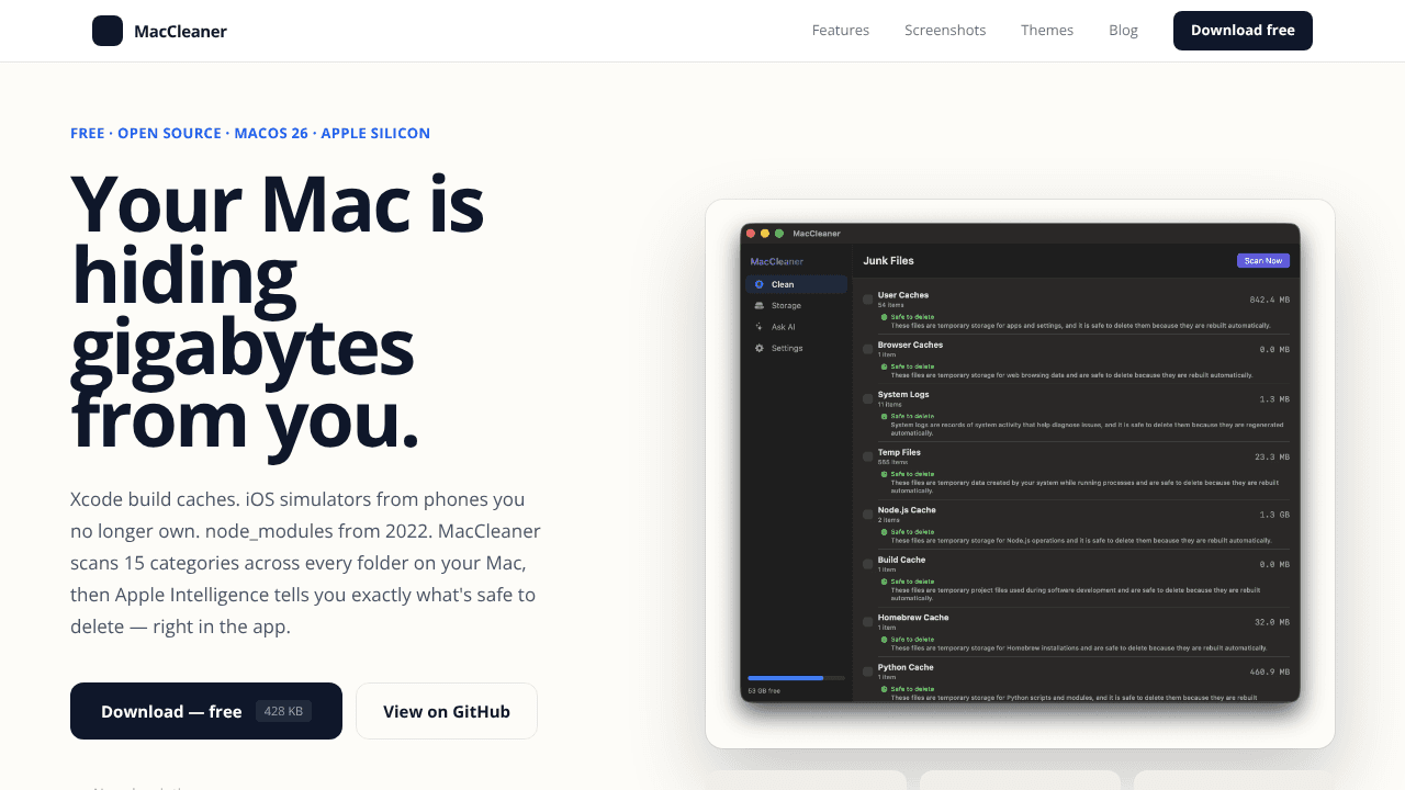 MacCleaner website screenshot
