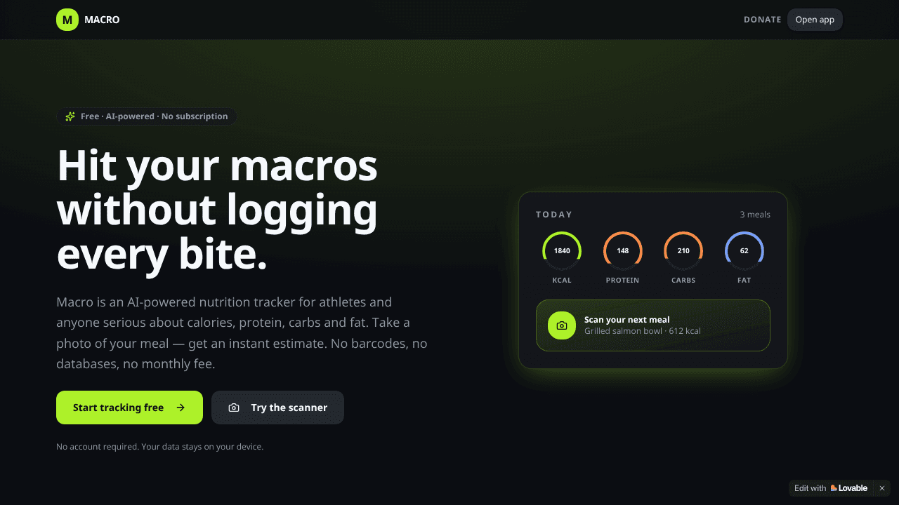 Macro website screenshot