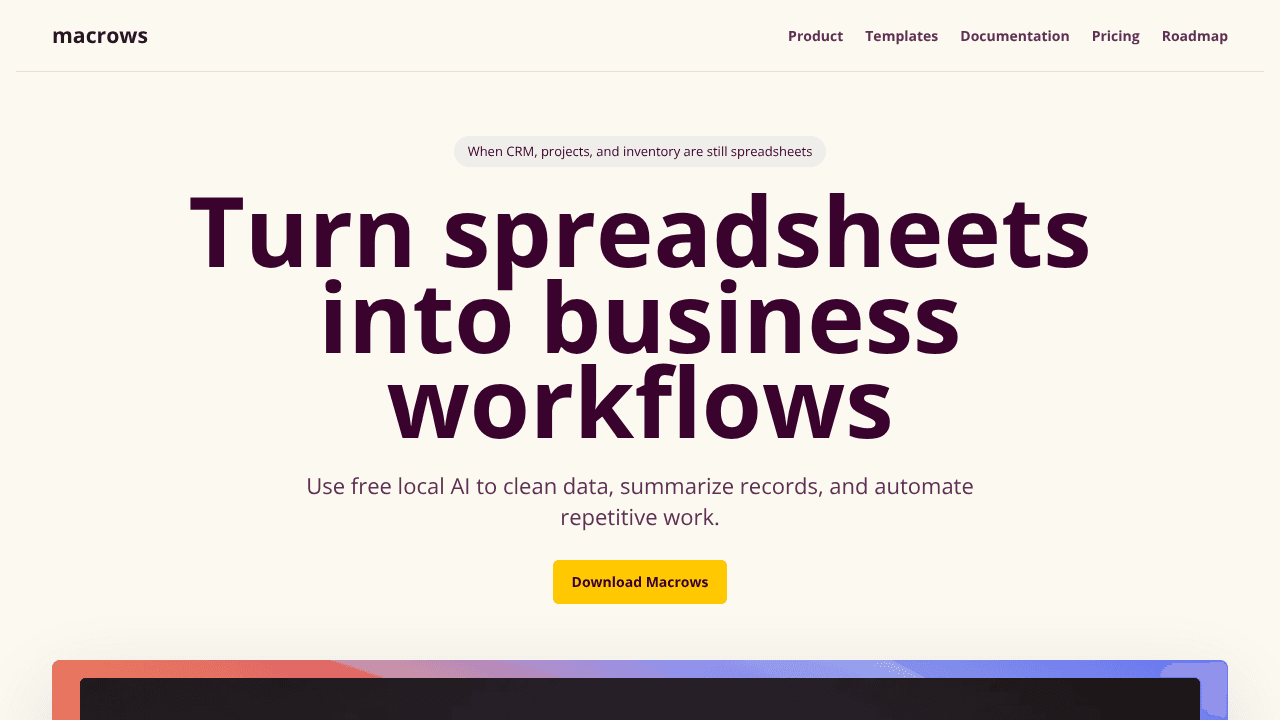 Macrows website screenshot