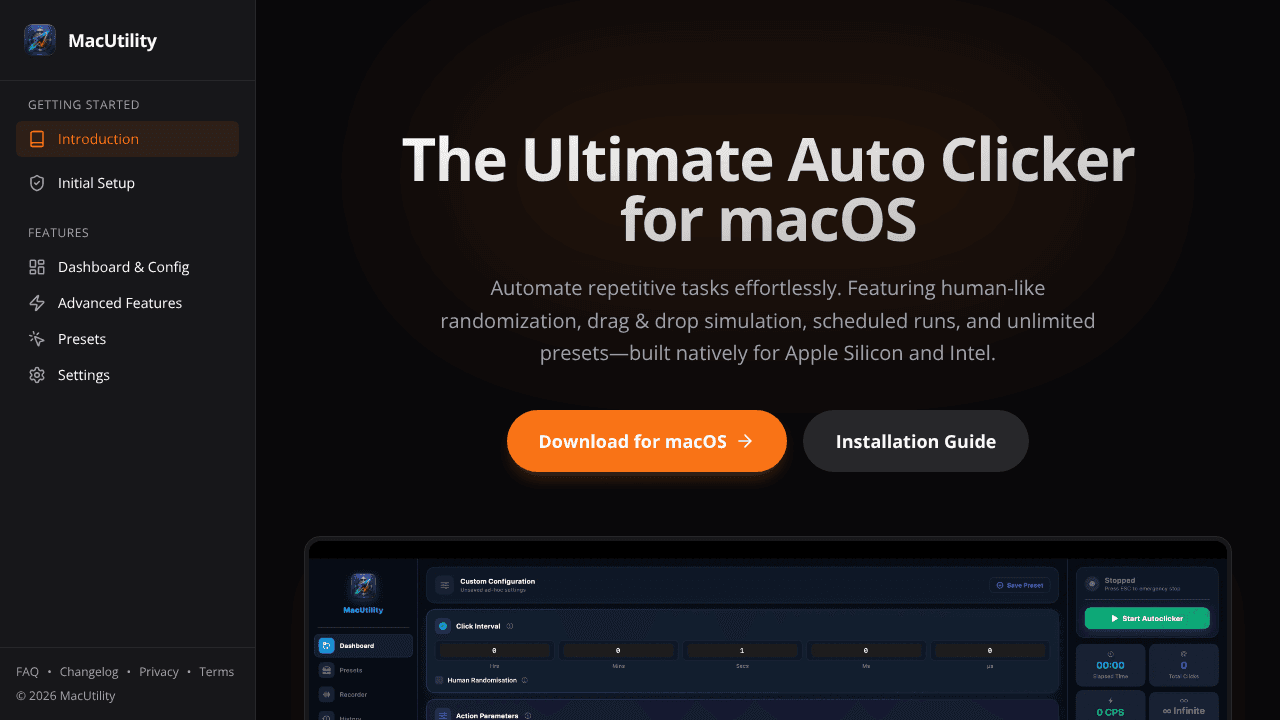 MacUtility website screenshot