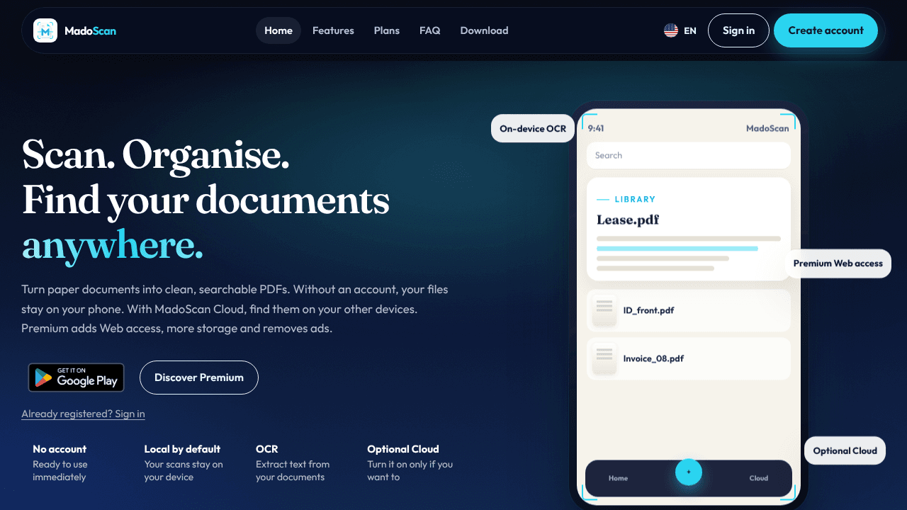 MadoScan website screenshot