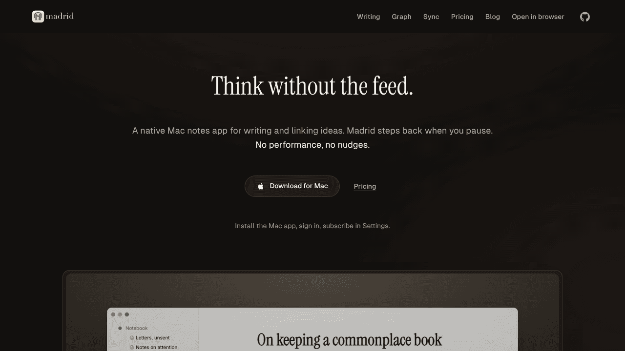 Madrid website screenshot
