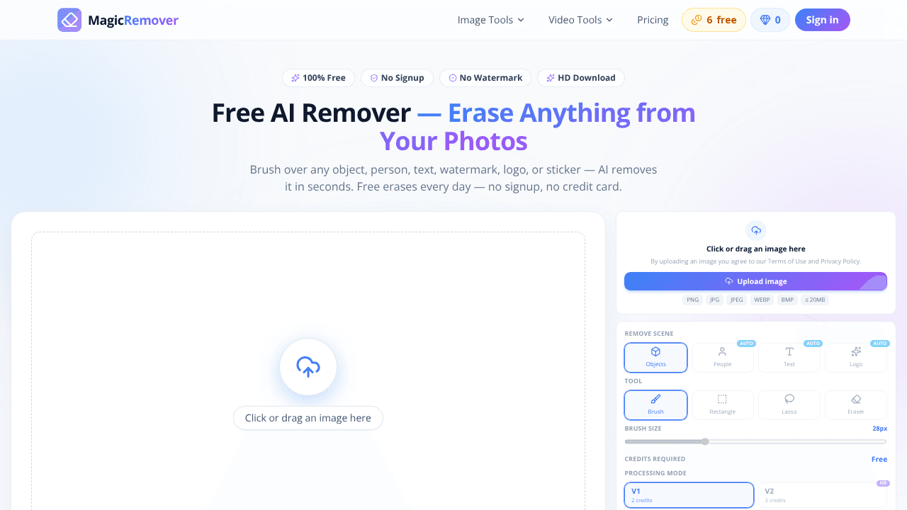 Magic Remover website screenshot
