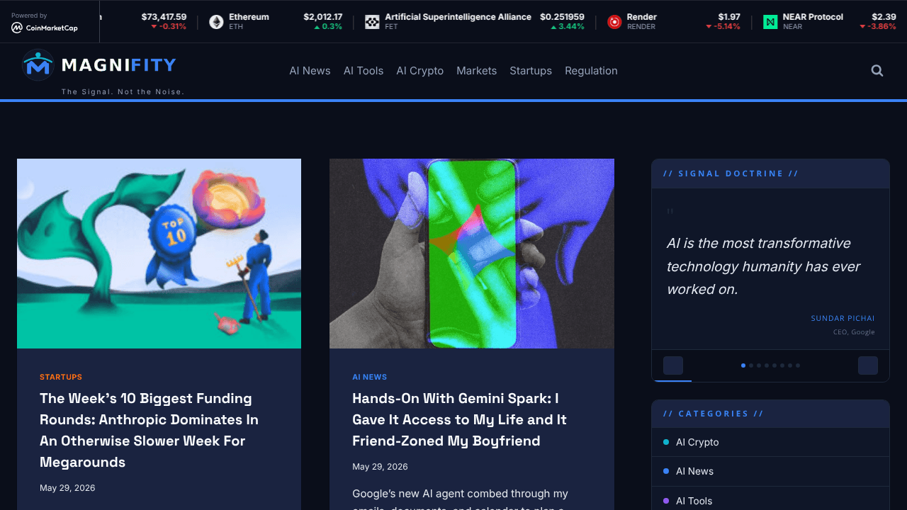 Magnifity website screenshot