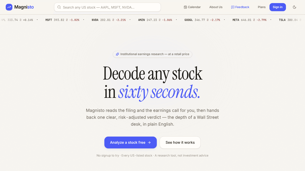 Magnisto website screenshot