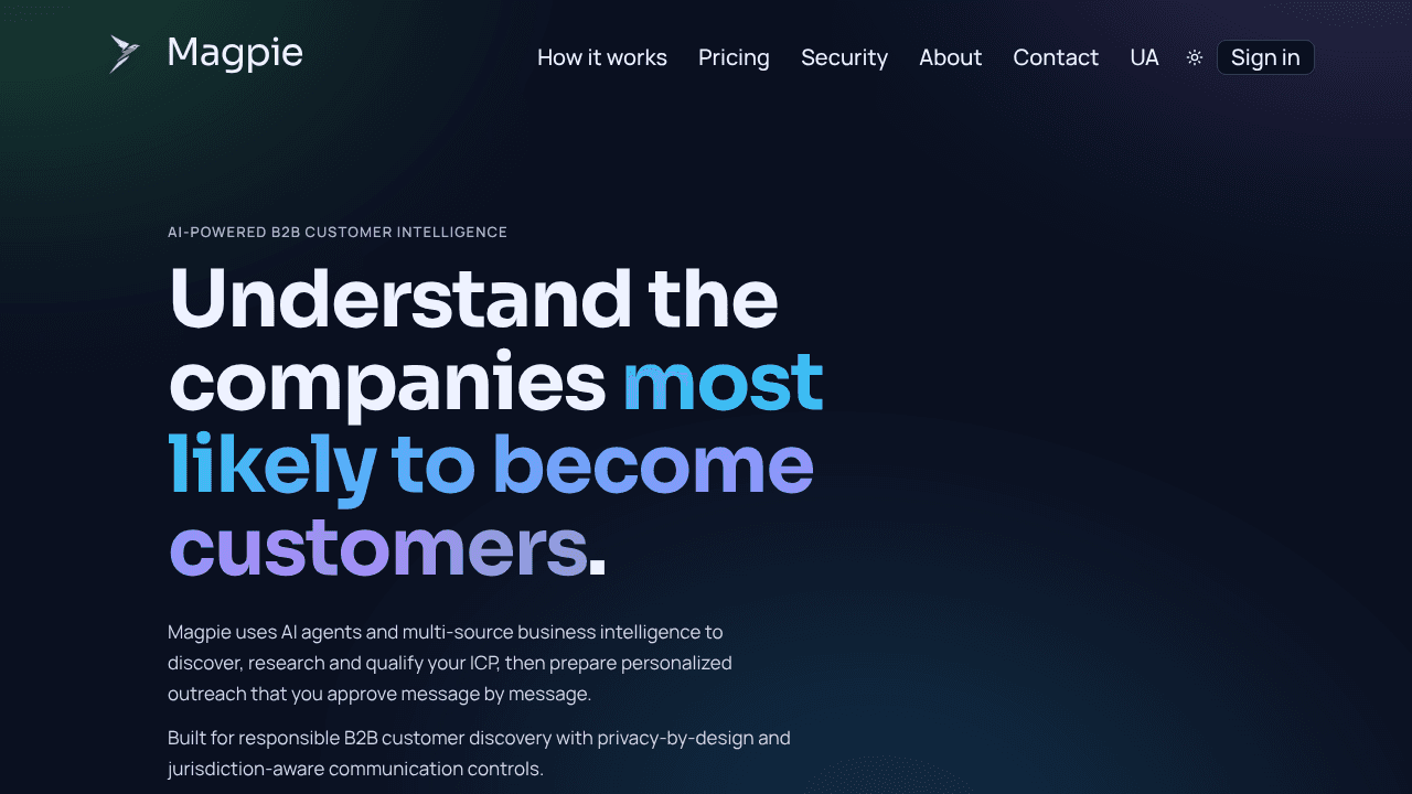 Magpie website screenshot