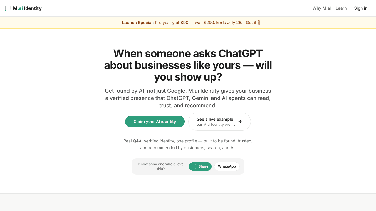 Mai Identity website screenshot