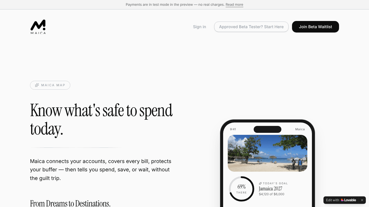Maica — Your Personal Financial Advisor website screenshot